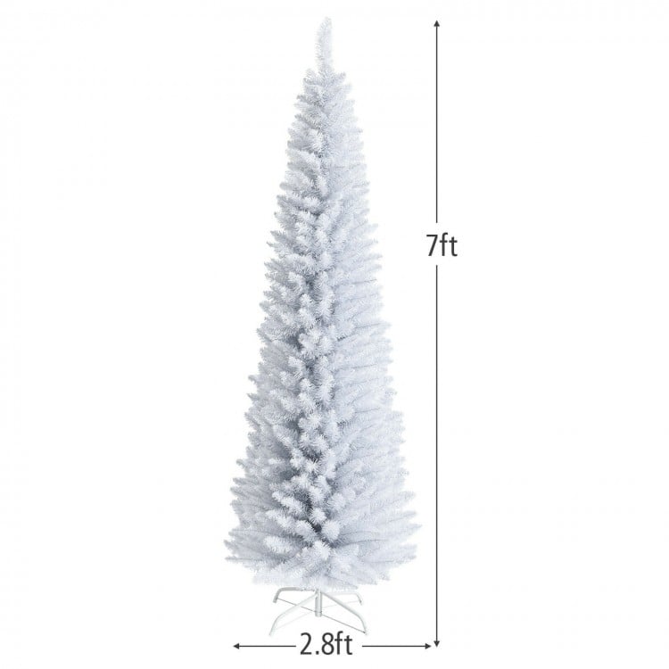 Sapin de Noël artificiel mince avec aiguilles en PVC et support en métal pliable