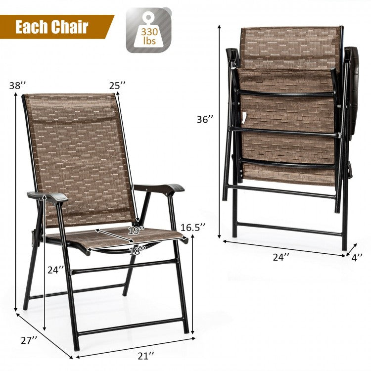 Lot de 2 chaises pliantes d'extérieur avec accoudoirs pour jardin de camping
