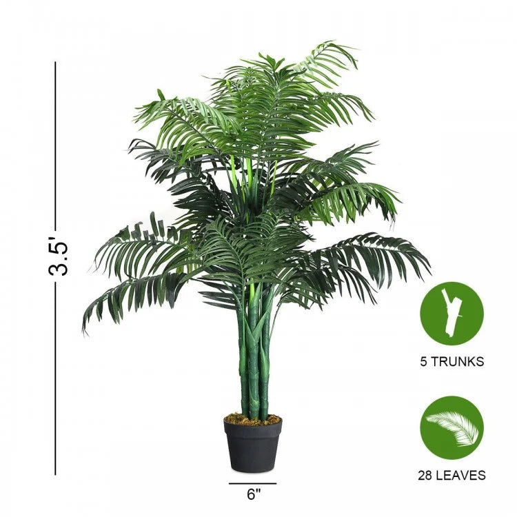 3.5 Feet Artificial Areca Palm Decorative Silk Tree with Basket