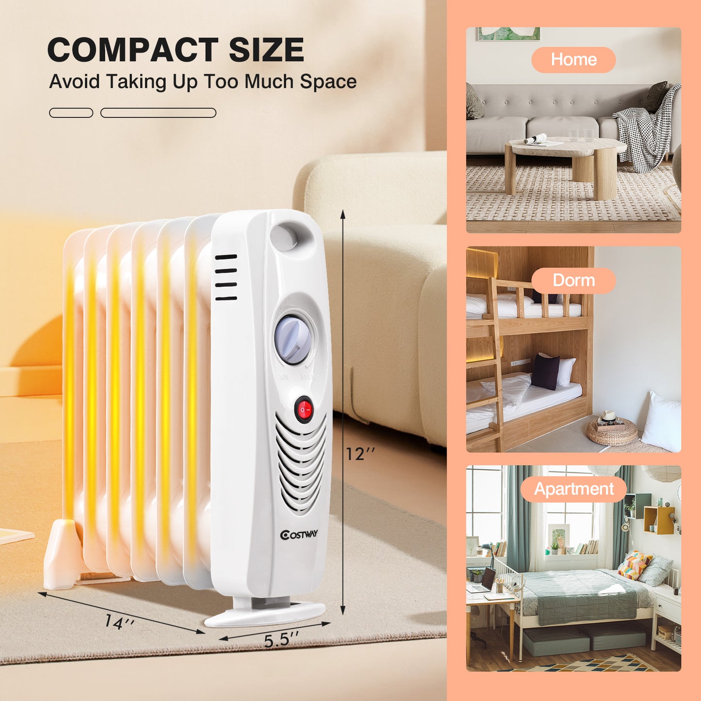 Mini radiateur électrique portable à bain d'huile de 700 W