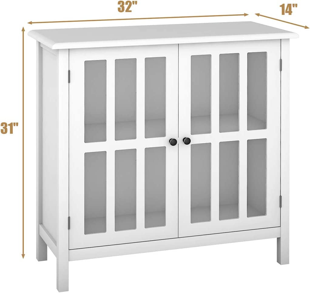 Glass Door Sideboard Console Storage Buffet Cabinet