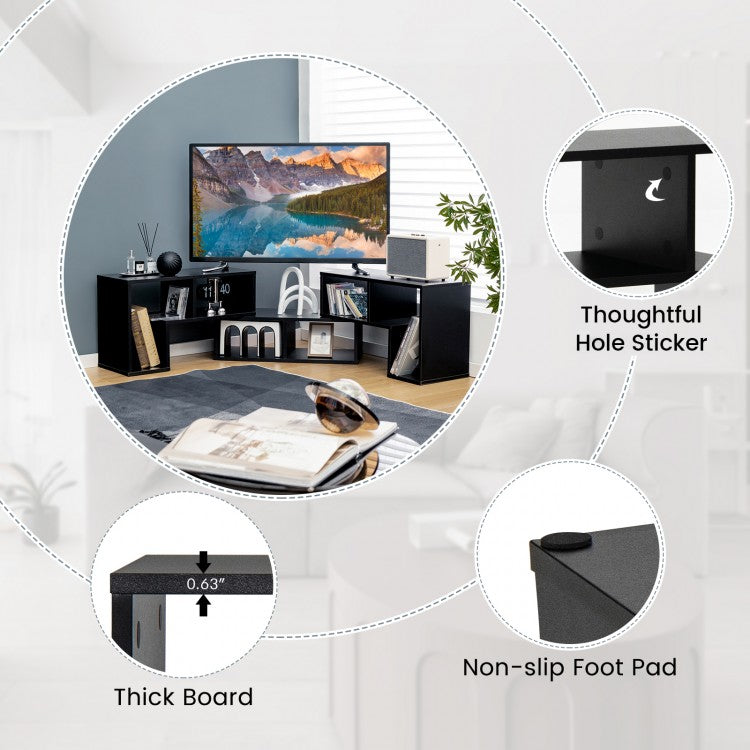 3 Pieces Adjustable TV Stand for TVs up to 65 Inch with Shelves-Black