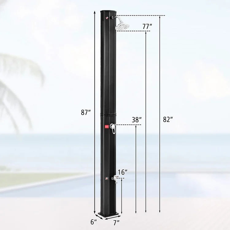 Pommeau de douche réglable de 7,2 pieds avec chauffage solaire extérieur