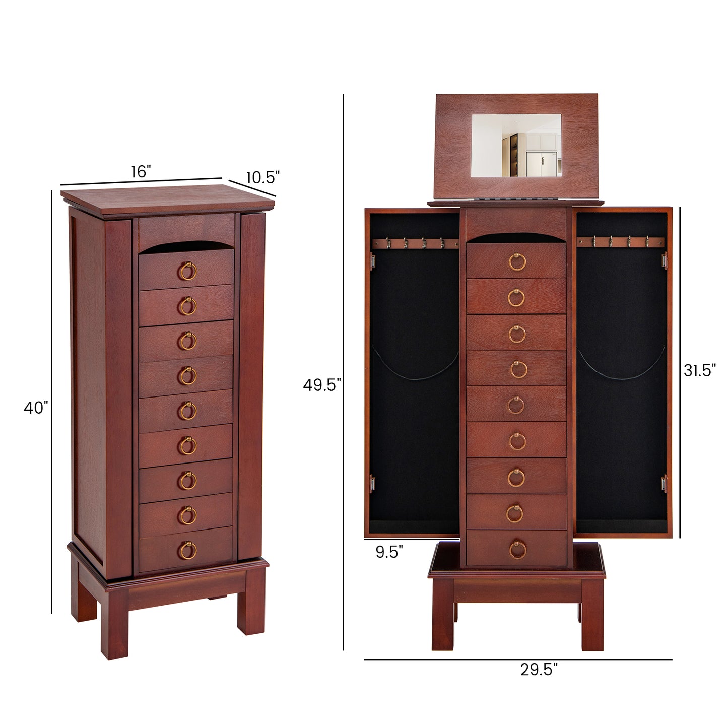 Large Capacity Jewelry Storage Cabinet with 9 Drawers