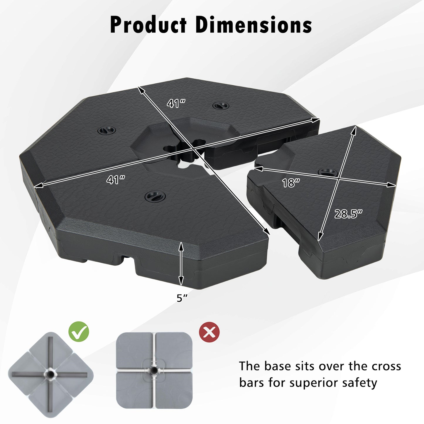 4 Pieces Patio Cantilever Offset Umbrella Weights Base Plate Set