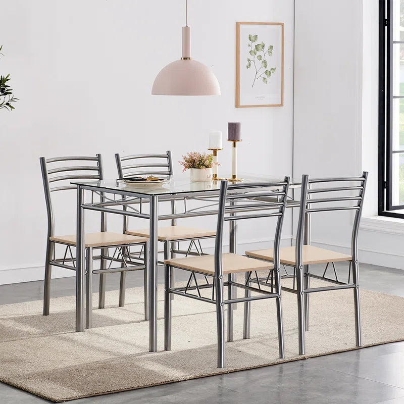 Izen 5 - Piece Glass Top Dining Set