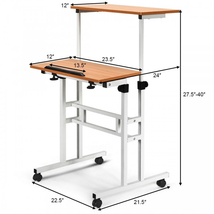 2 in 1 Height Adjustable Sit Standing Computer Desk