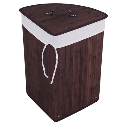 Corner Bamboo Hamper Laundry Basket