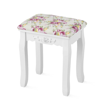 Coiffeuse et banc de maquillage 3 tiroirs et tabouret rembourré pour filles - Blanc