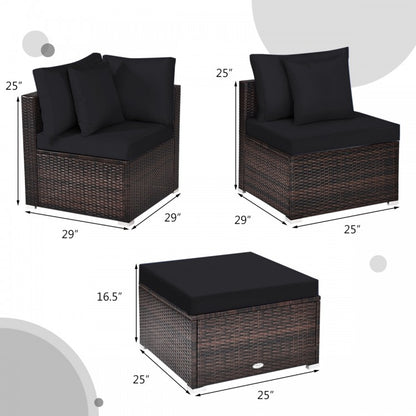 4 Pcs Ottoman Garden Deck Patio Rattan Wicker Furniture Set Cushioned Sofa