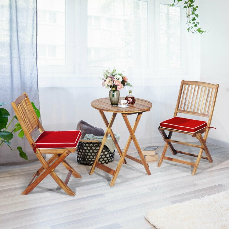 Ensemble de bistrot pliant en bois 3 pièces avec chaises rembourrées