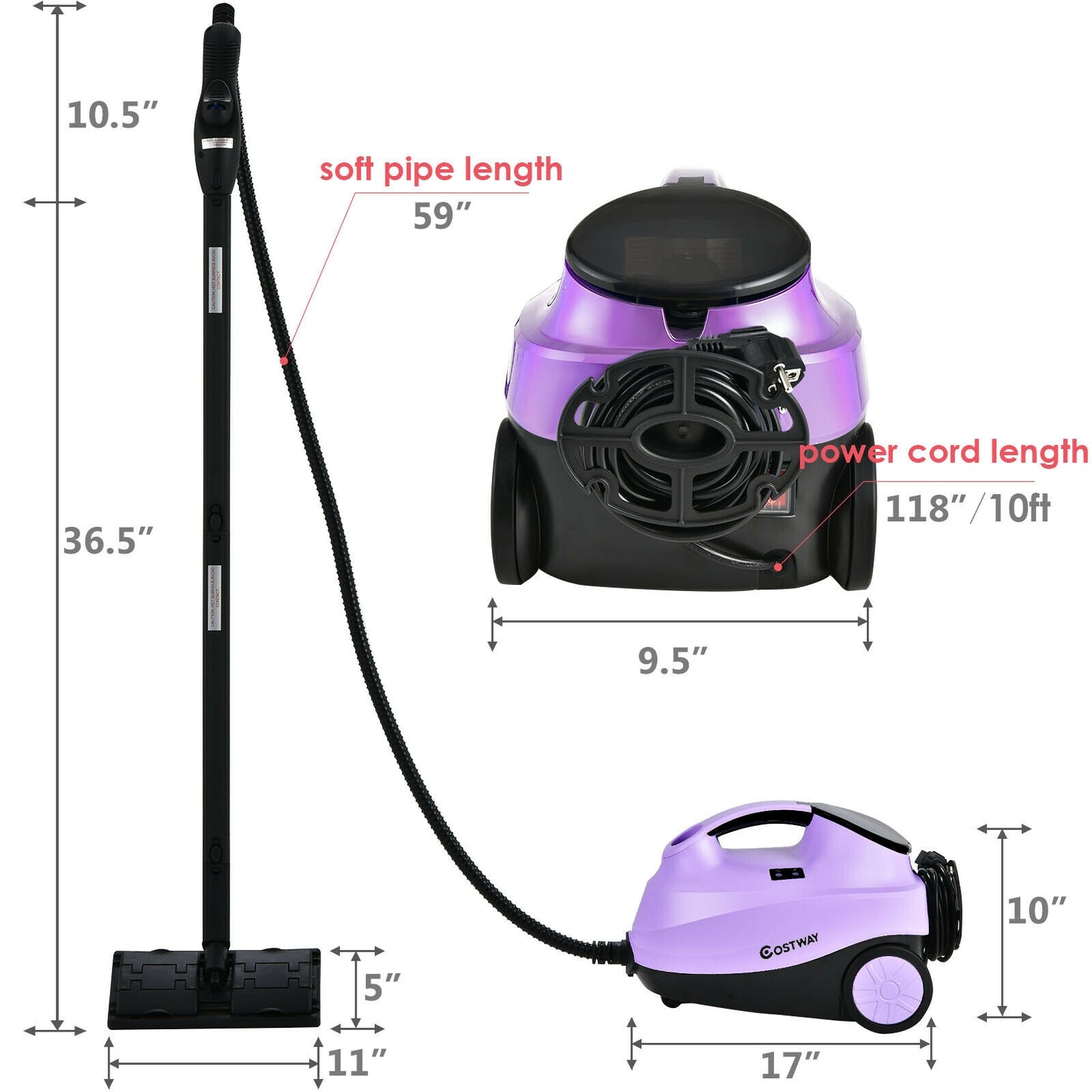 2000W Heavy Duty Multi-purpose Steam Cleaner Mop with Detachable Handheld Unit