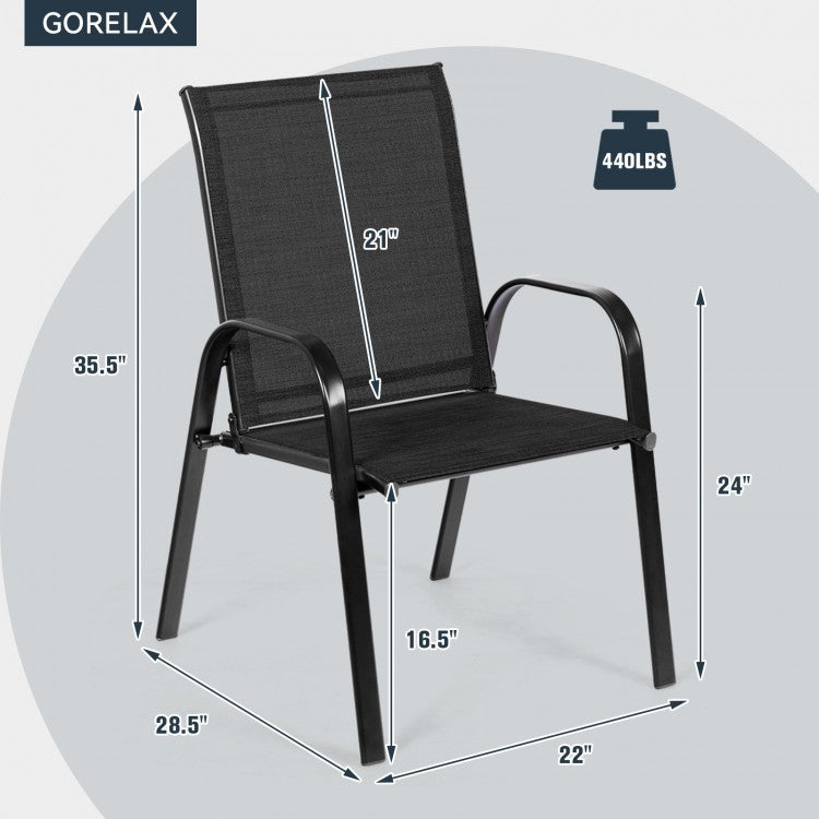 2 Pieces Patio Outdoor Dining Chair with Armrest