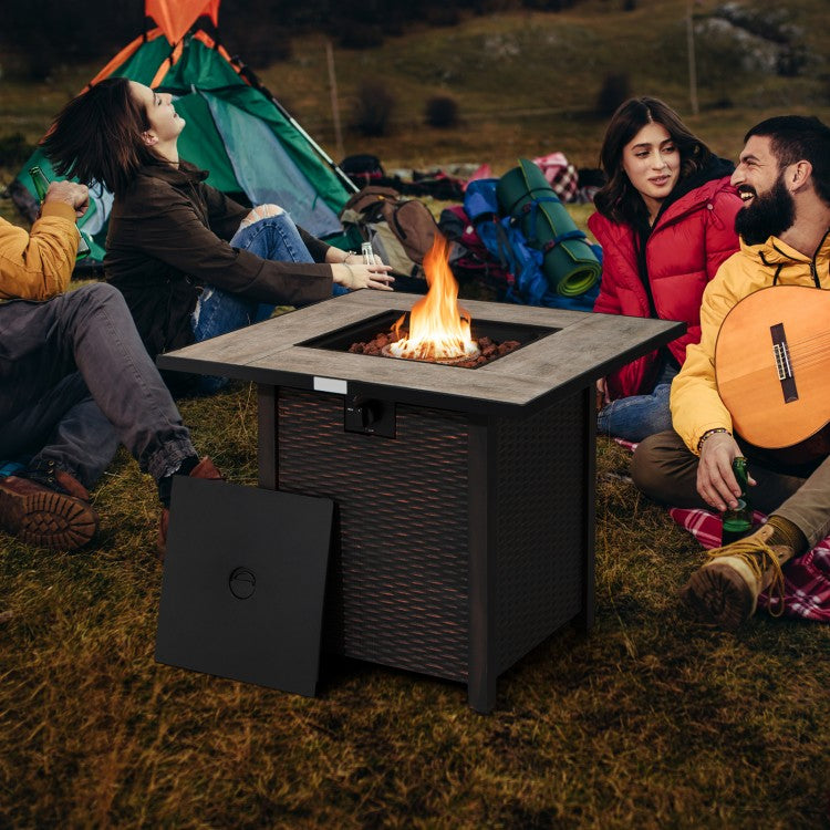 Table carrée de 30 pouces pour foyer au gaz propane avec plateau en céramique