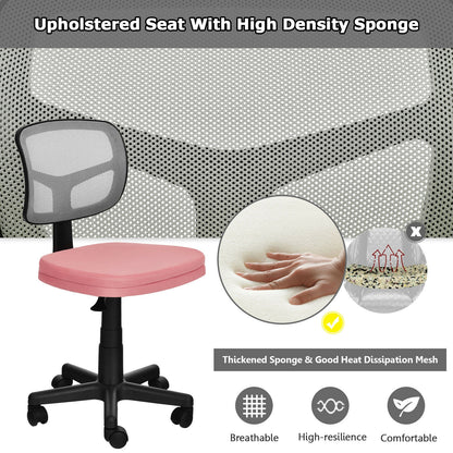 Armless Computer Chair with Height Adjustment and Breathable Mesh for Home Office