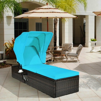 Outdoor Chaise Lounge Chair with Folding Canopy