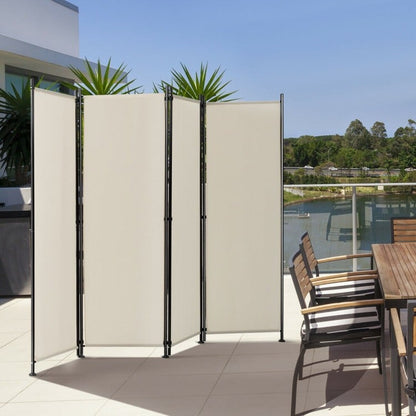 4-Panel Room Divider Folding Privacy Screen with Adjustable Foot Pads