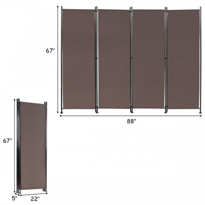 Paravent de séparation de pièce pliable à 4 panneaux avec pieds réglables