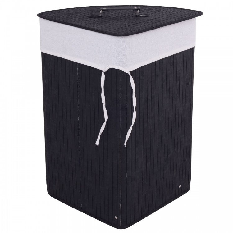 Corner Bamboo Hamper Laundry Basket