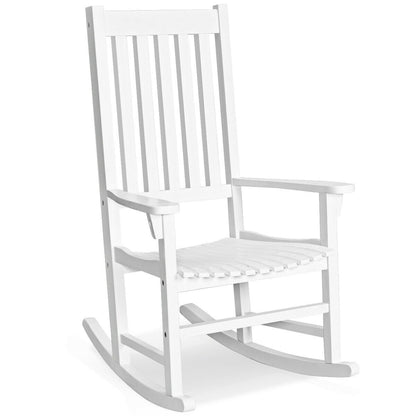 Indoor Outdoor Wooden High Back Rocking Chair-Wood