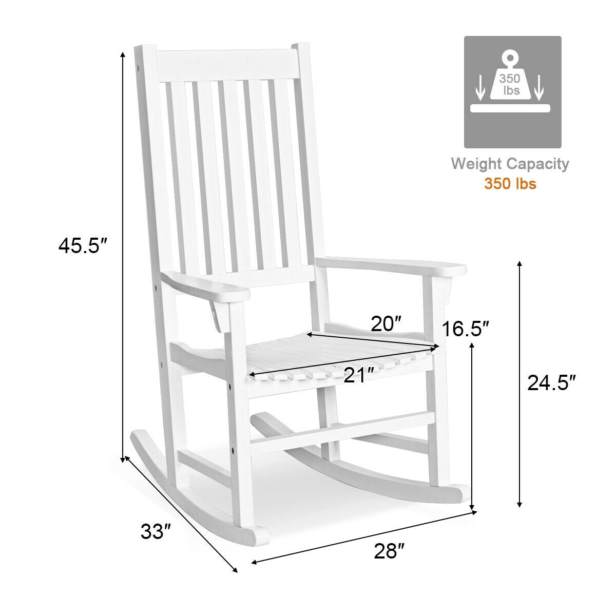 Indoor Outdoor Wooden High Back Rocking Chair-Wood