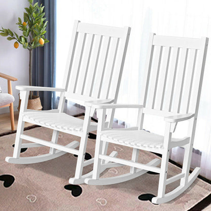 Indoor Outdoor Wooden High Back Rocking Chair-Wood