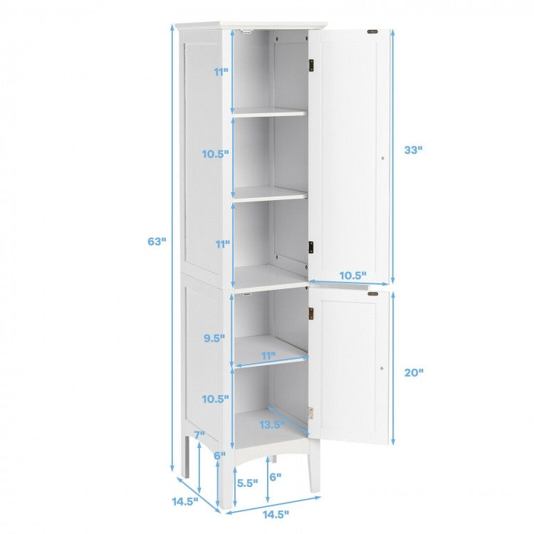 Meuble de rangement de salle de bain autoportant pour cuisine et salon - Blanc