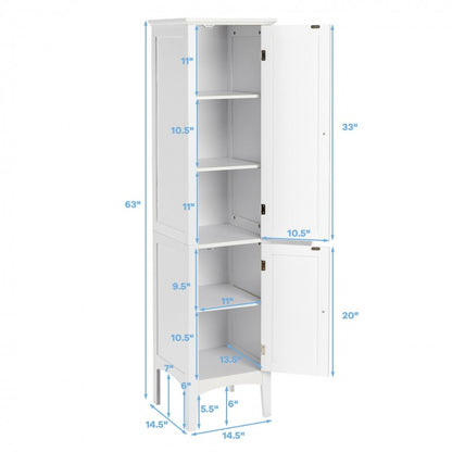 Meuble de rangement de salle de bain autoportant pour cuisine et salon - Blanc