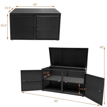 Conteneur de rangement en rotin pour patio de jardin de 88 gallons