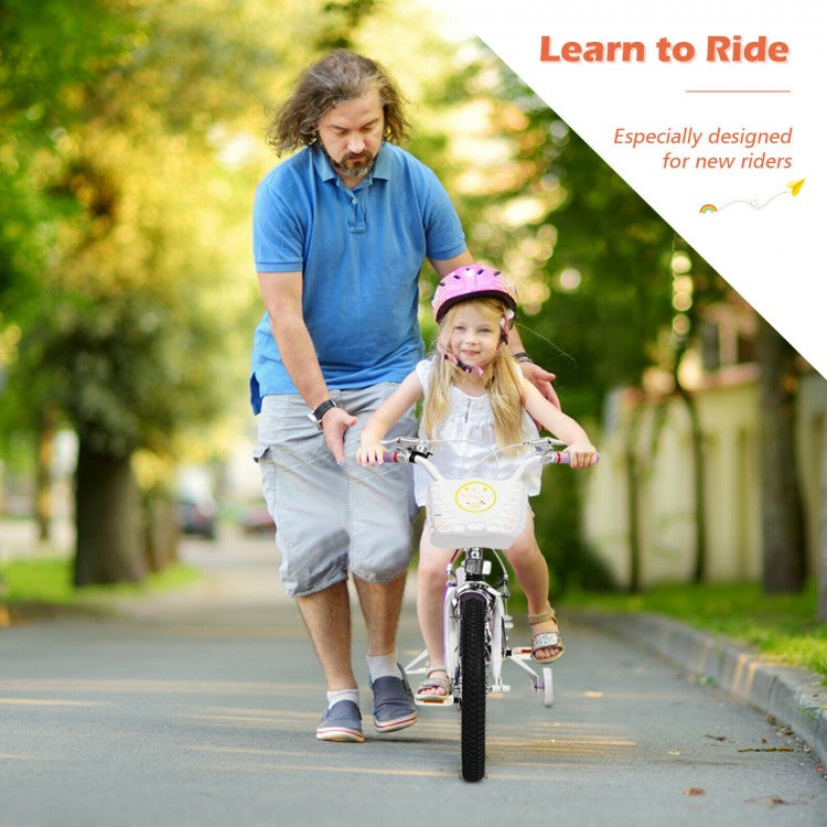 Vélo réglable pour enfants de 18 pouces avec roues d'entraînement