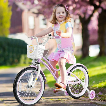 Vélo réglable pour enfants de 18 pouces avec roues d'entraînement