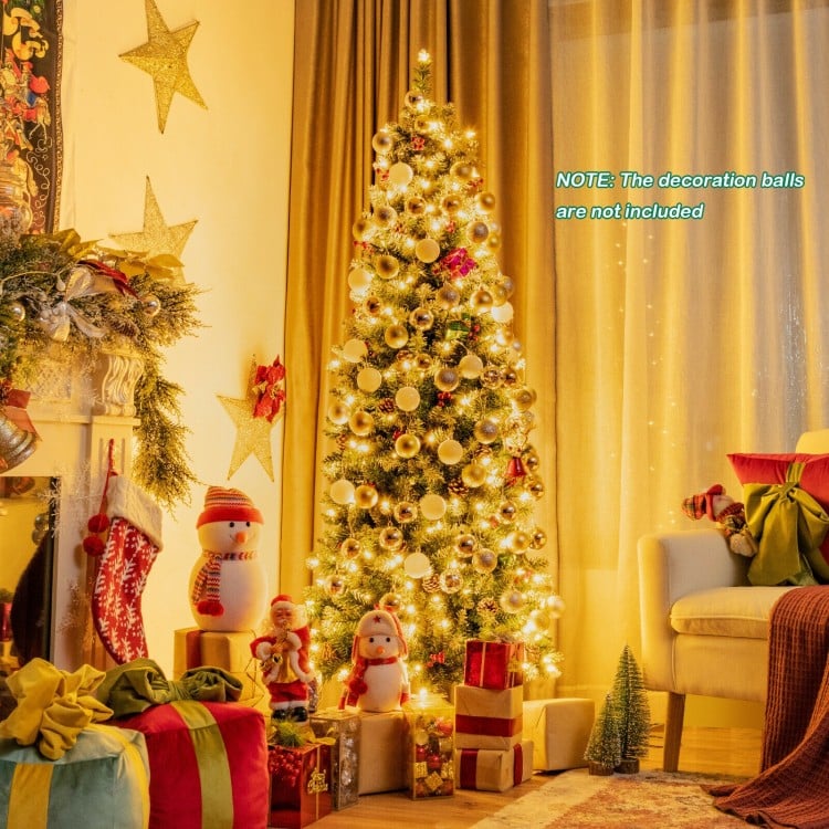 Sapin de Noël pré-éclairé de 5/7 pieds avec pommes de pin et baies rouges