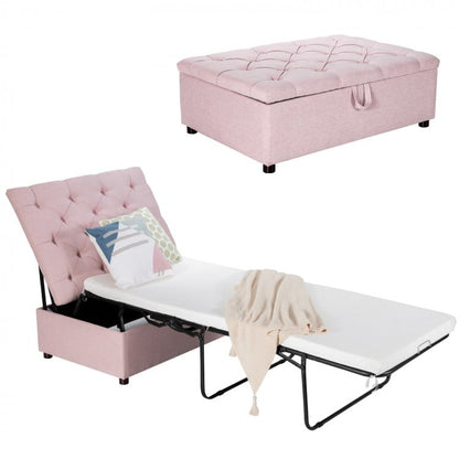 Folding Ottoman Sleeper Bed with Mattress for Guest Bed and Office Nap