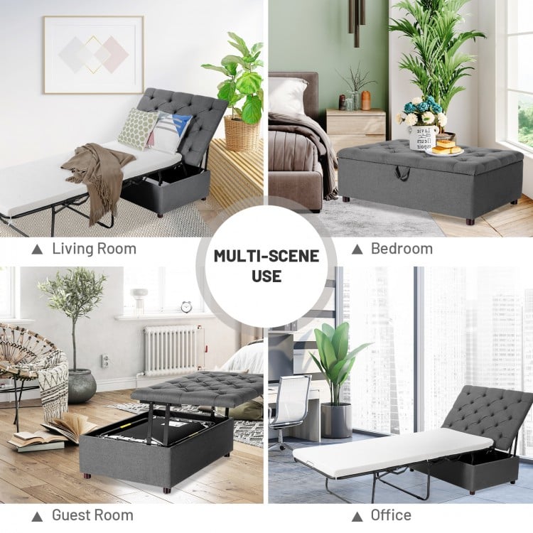 Lit-lit ottoman pliable avec matelas pour lit d'appoint et sieste au bureau