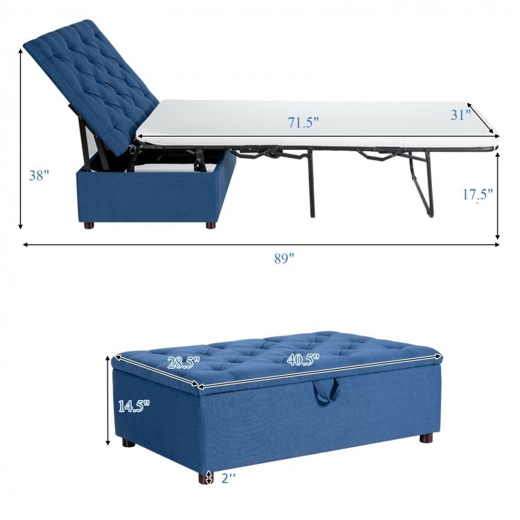 Folding Ottoman Sleeper Bed with Mattress for Guest Bed and Office Nap