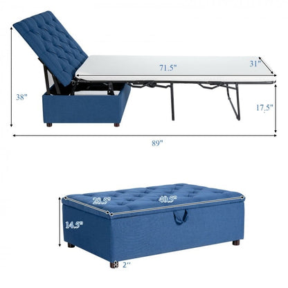 Folding Ottoman Sleeper Bed with Mattress for Guest Bed and Office Nap