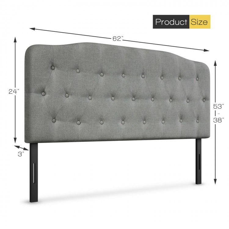 Queen Size Upholstered Headboard with Adjustable Heights