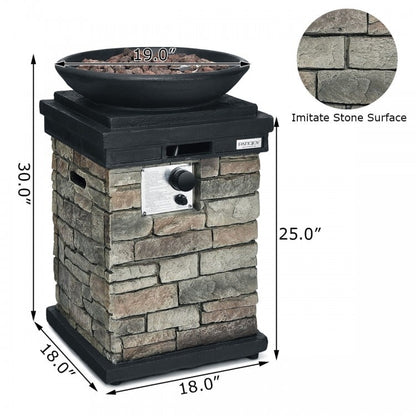 40000BTU Outdoor Propane Burning Fire Bowl Column Realistic Look Firepit Heater