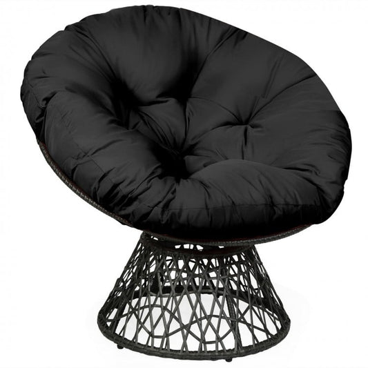 Chaise Papasan en rotin ergonomique pivotante à 360 degrés avec coussin doux pour jardin