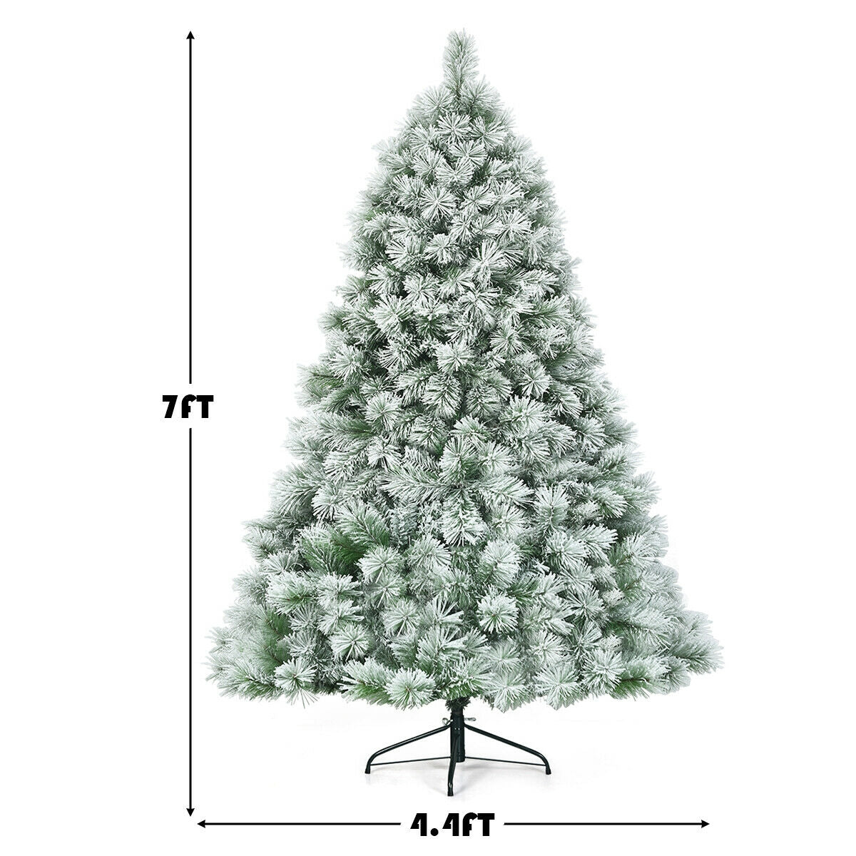 Sapin de Noël artificiel de 7 pieds avec aiguilles de pin enneigées