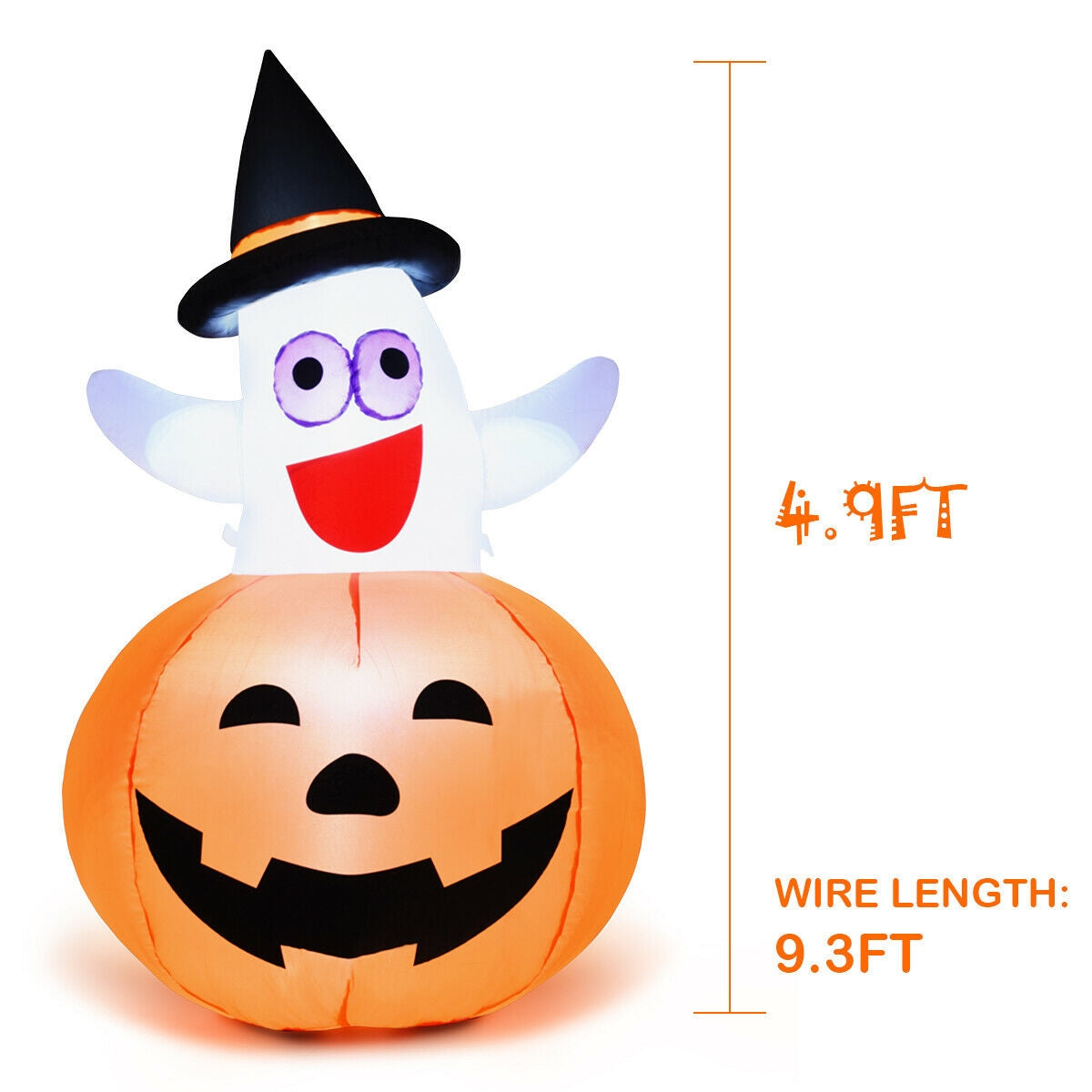 5 Ft Halloween Blow-up Inflatable Ghost with LED Bulb