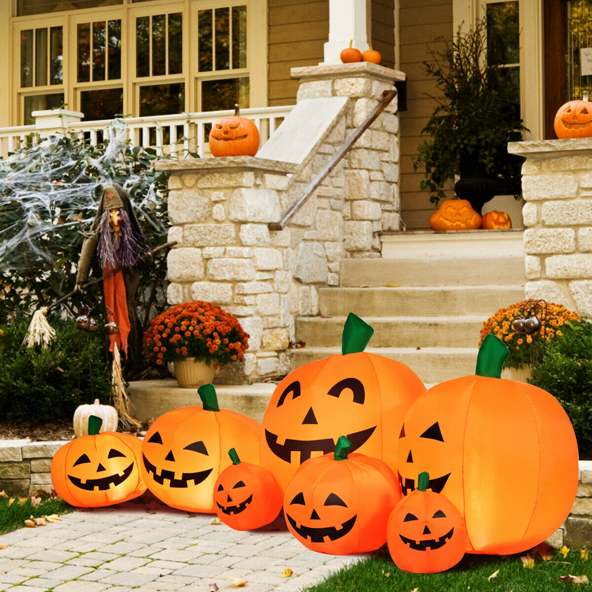 Champ de citrouilles gonflable d'Halloween de 7,5 pieds avec lumières LED