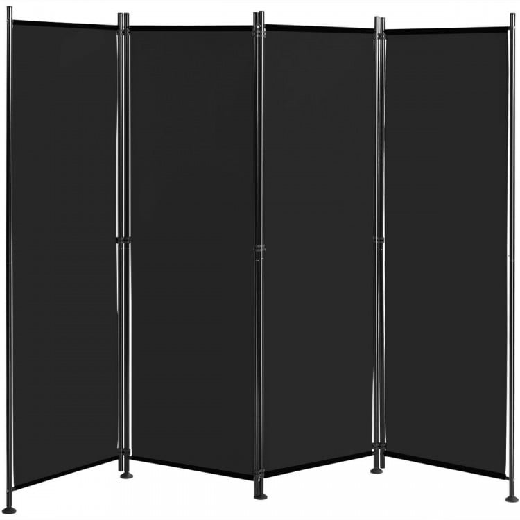 4-Panel Room Divider Folding Privacy Screen with Adjustable Foot Pads