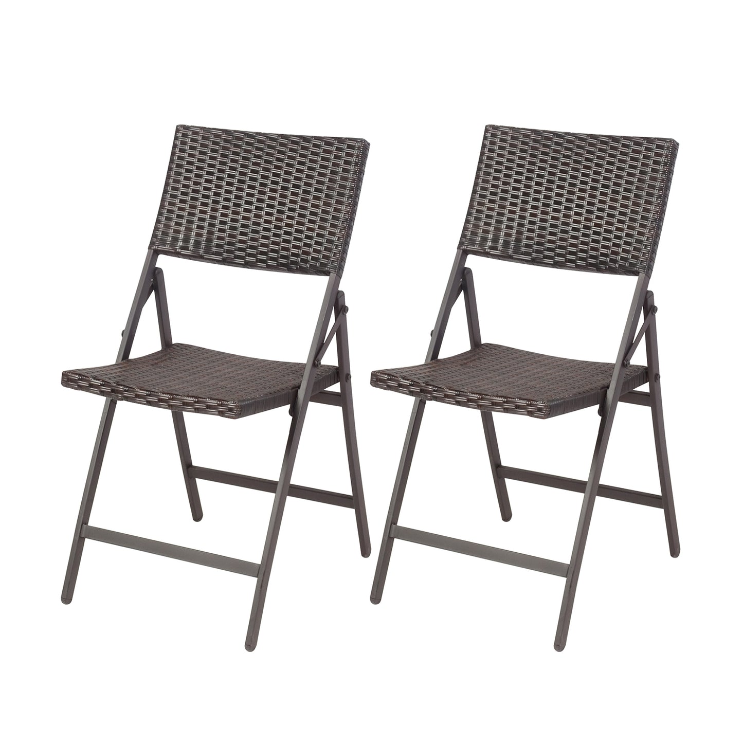 Lot de 2 chaises de salle à manger portables pliantes en rotin pour patio