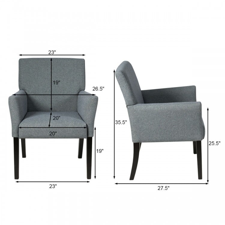 Fabric Upholstered Executive Guest Armchair with Rubber Wood Legs