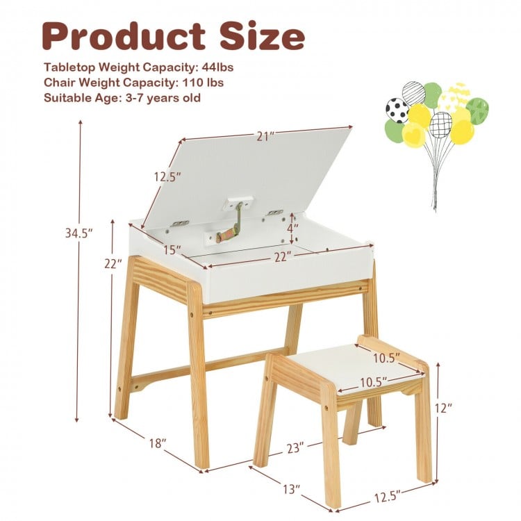 Kids Activity Table and Chair Set with Storage Space for Homeschooling