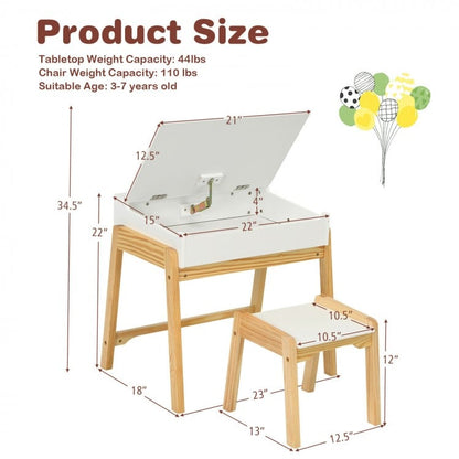 Kids Activity Table and Chair Set with Storage Space for Homeschooling