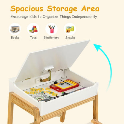 Kids Activity Table and Chair Set with Storage Space for Homeschooling