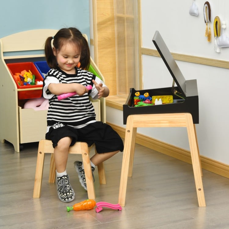 Ensemble table et chaises d'activités pour enfants avec espace de rangement pour l'enseignement à domicile