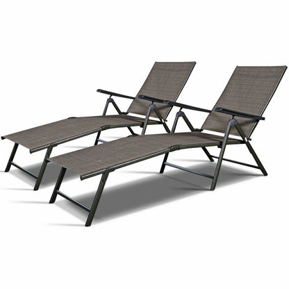 Chaise longue de piscine réglable en 2 pièces pour meubles de patio, fauteuil inclinable d'extérieur